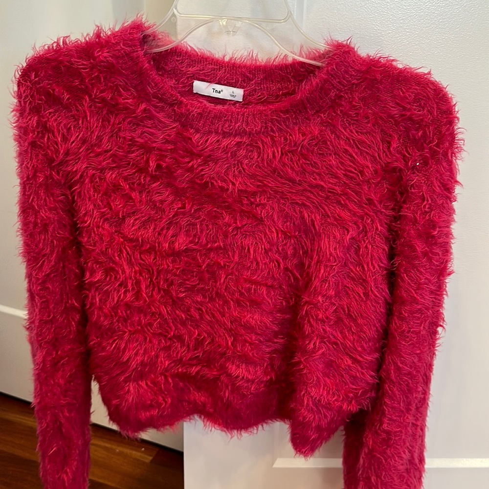 Pink Fuzzy Sweater from Aritzia